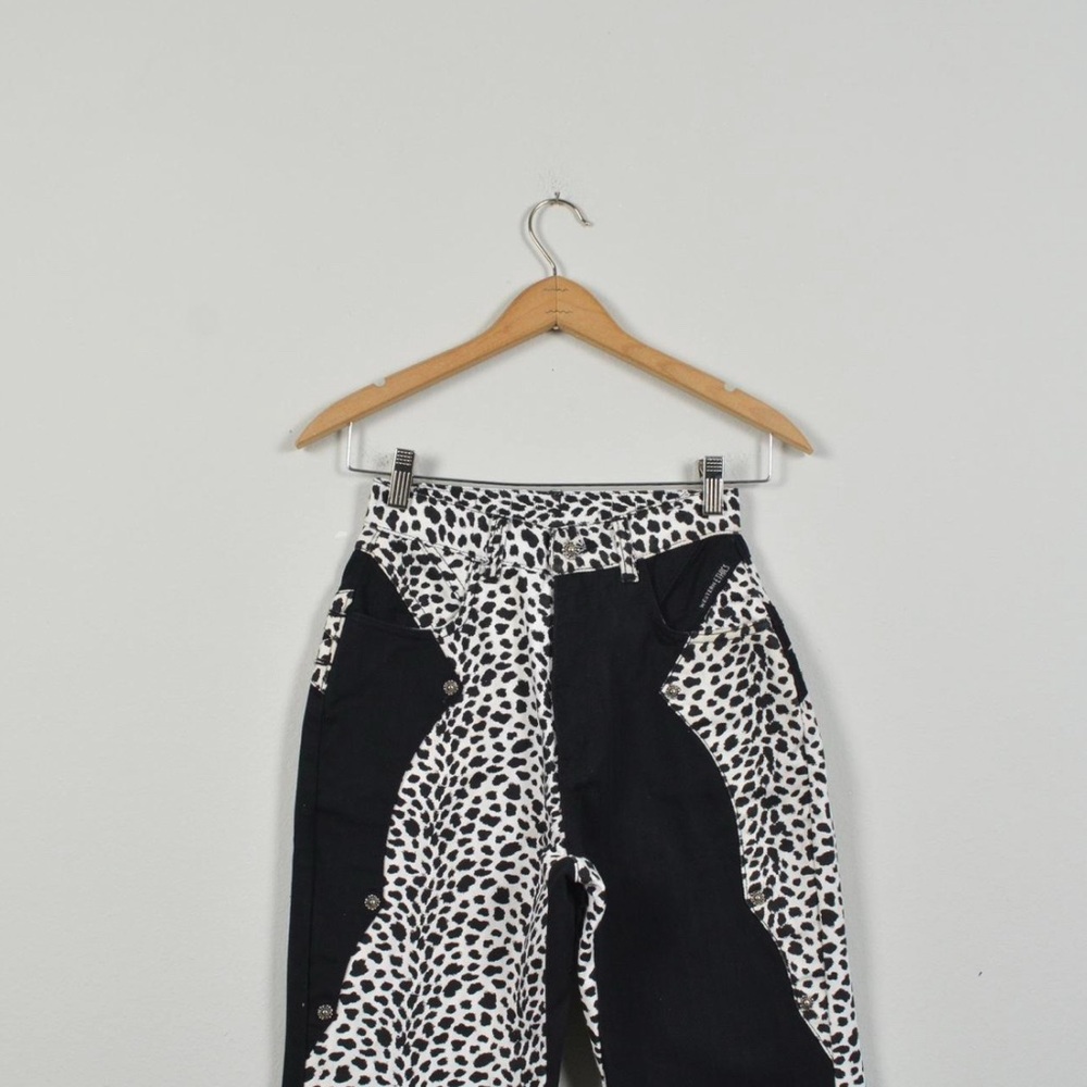 Vintage Western Ethos Rodeo Jeans animalPrint Two-Tone High Rise Denim Y2K